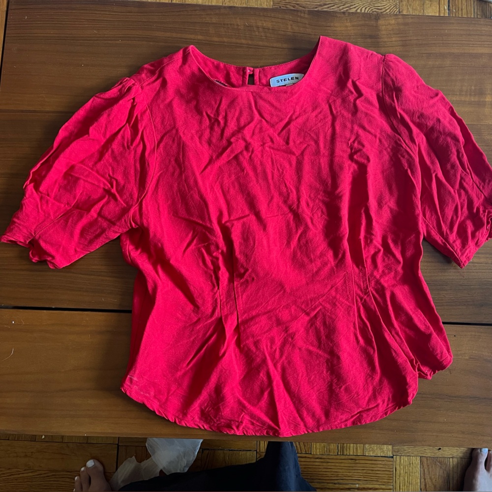 Stelen Flutter blouse with cinched waist in poppy